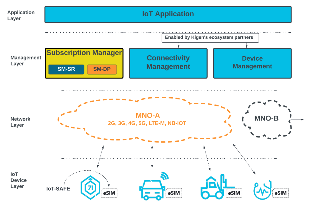 eSIM and IoT cellular connectivity architecture