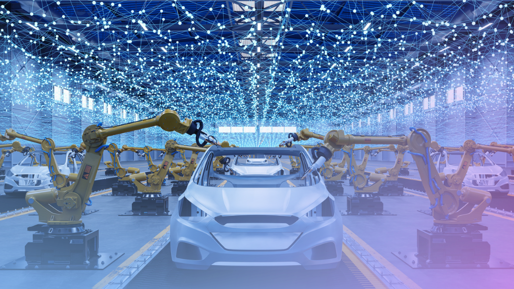 Car on production line at smart factory